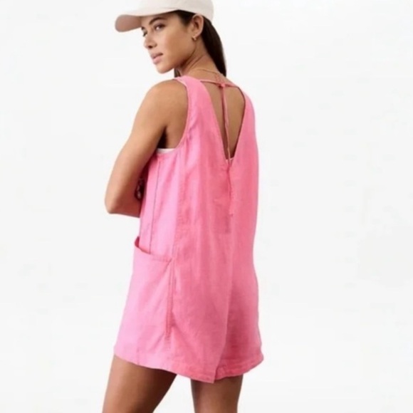 Athleta Pants - Athleta Retreat Linen Romper XS Pink NWT